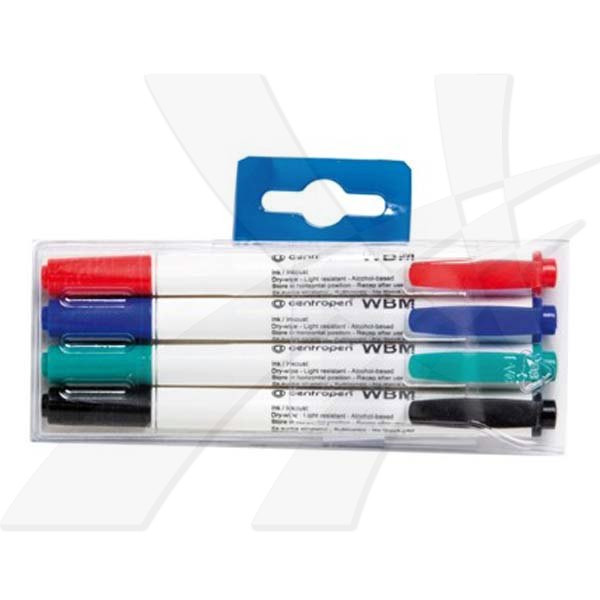 Centropen, marker 2709, černý, červený, modrý, zelený, 4ks, 1.8mm, stíratelný, cena za 1ks