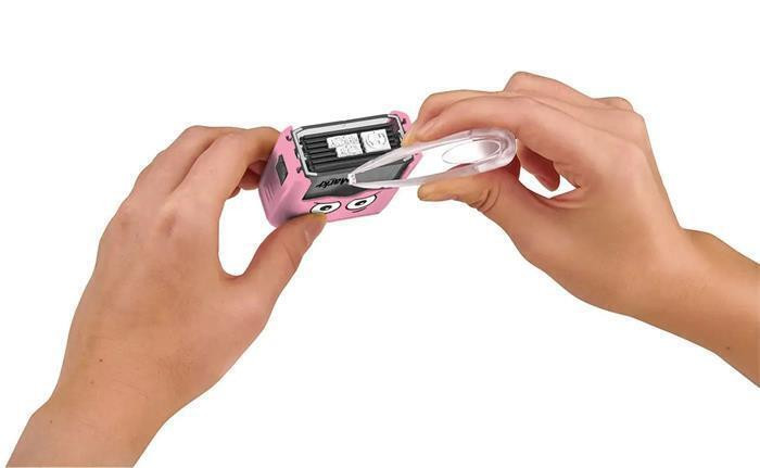 Razítko na textil "Marky", růžová, černý polštářek, puzzle, COLOP 1510602