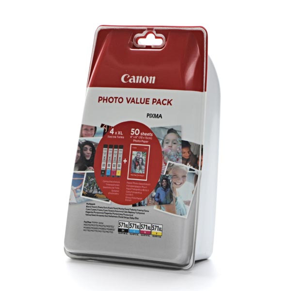 Canon originální ink CLI-571 XL CMYK, 0332C005, CMYK, + 50x PP-201