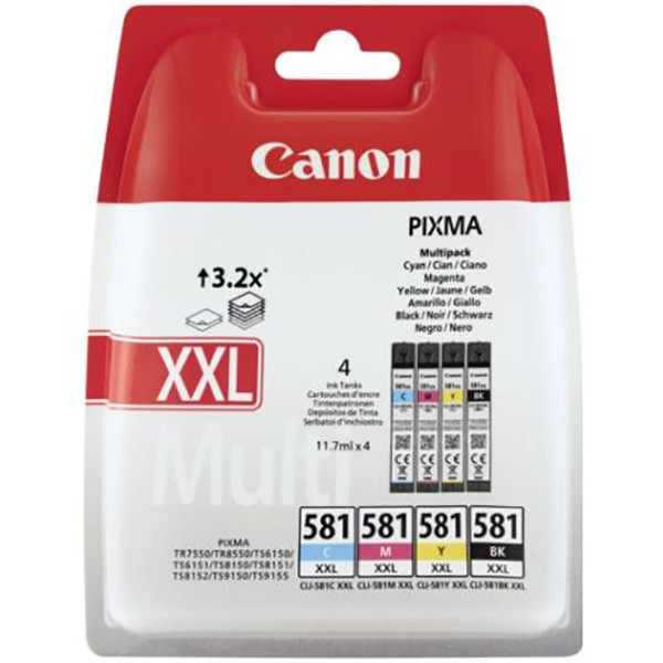Canon originální ink CLI-581XXL BK/C/M/Y MULTI, 1998C006, CMYK, 4*11.7ml