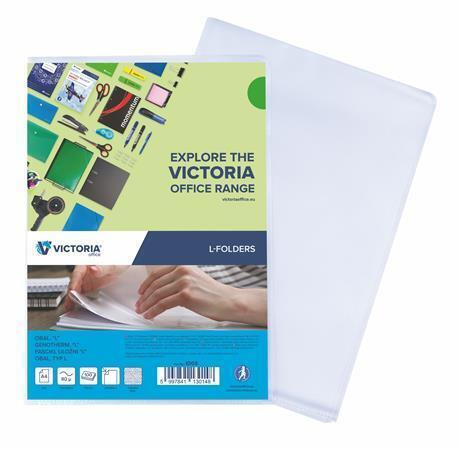 Obal, transparentní, matný, typ L, A4, 80 micron, VICTORIA