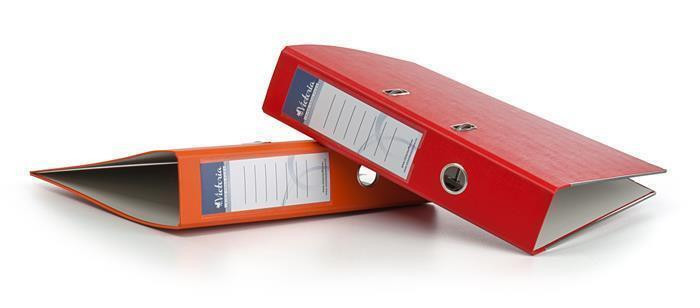 Pákový pořadač "Basic", oranžová, 75 mm, A4, s ochranným spodním kováním, PP/karton, VICTORIA