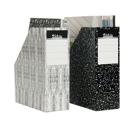 Stojan na časopisy, dekor textil, karton, 90 mm, VICTORIA