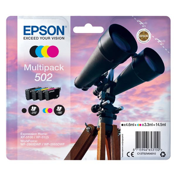 Epson originální ink C13T02V64010, 502, T02V640, CMYK, 550str., 3x3.3/4.6ml