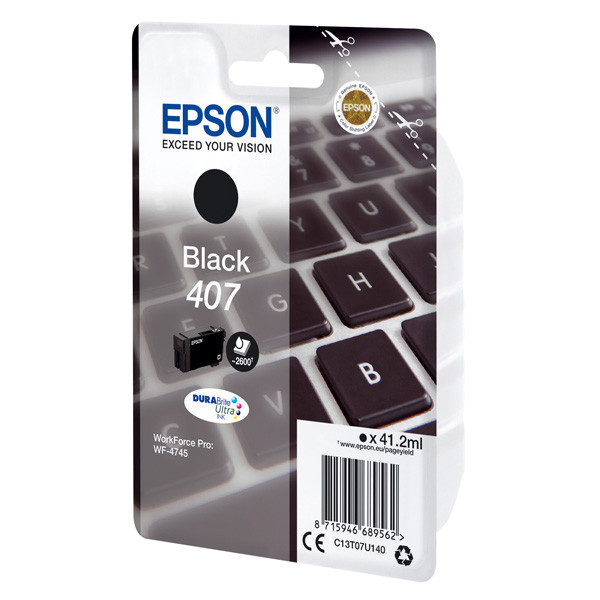 Epson originální ink C13T07U140, 407L, black, 2600str., 41.2ml