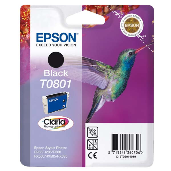 Epson originální ink C13T08014011, black, 7,4ml