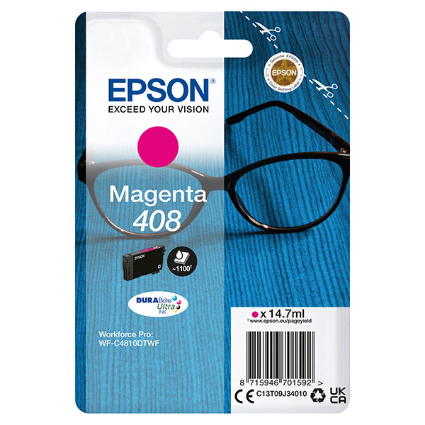 Epson originální ink C13T09J34010, T09J340, 408, magenta, 14.7ml
