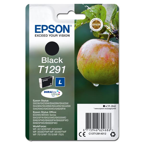 Epson originální ink C13T12914012, T1291, black, 385str., 11,2ml