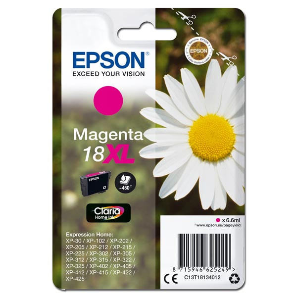 Epson originální ink C13T18134012, T181340, 18XL, magenta, 6,6ml