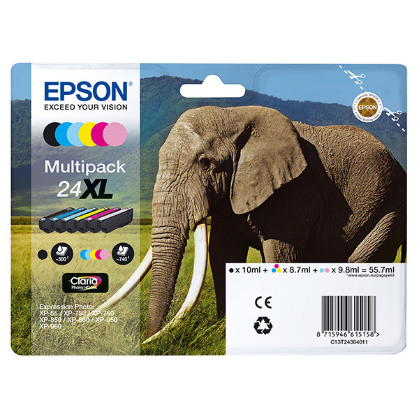 Epson originální ink C13T24384011, T2438, 24XL, CMYK/light C/light M, 3x8,7/2x9,8/10ml
