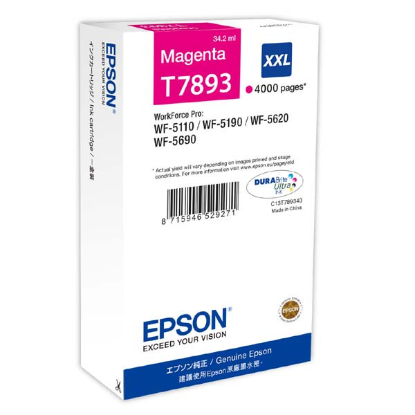 Epson originální ink C13T789340, T789, XXL, magenta, 4000str., 34ml, 1ks
