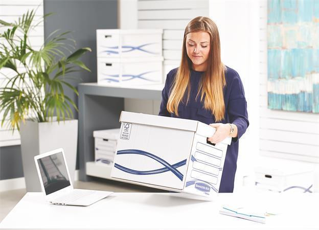 Archivační kontejner "Bankers Box Basic Tall", modro-bílá, karton, FELLOWES