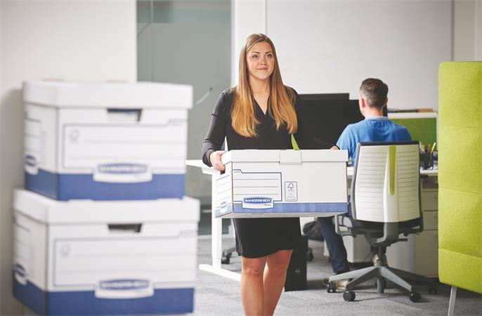 Archivační kontejner "Bankers Box Basic", modro-bílá, karton, ultra silný, velký, FELLOWES