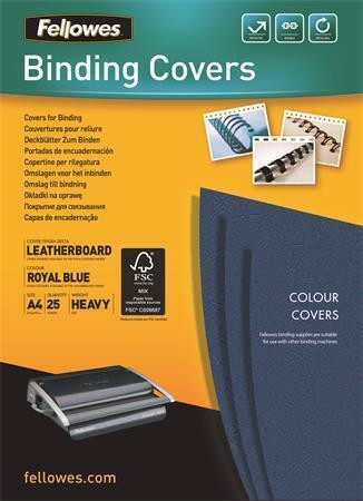 Desky do kroužkové vazby “Delta”, modrá, A4, 250 g, 25 ks, FELLOWES