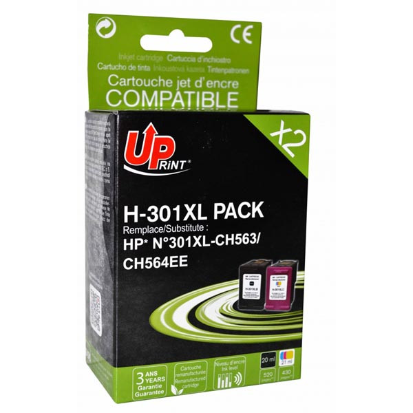 UPrint kompatibilní ink s CH563EE+CH564EE, HP 301XL, H-301XL-PACK, black+color, 20+18ml