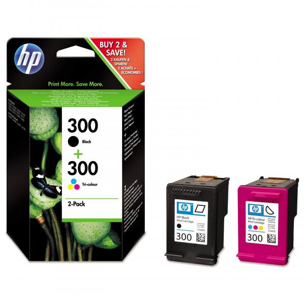HP originální ink CN637EE, HP 300, black/color, 2 x 200str., 2x4ml, 2-pack + paper