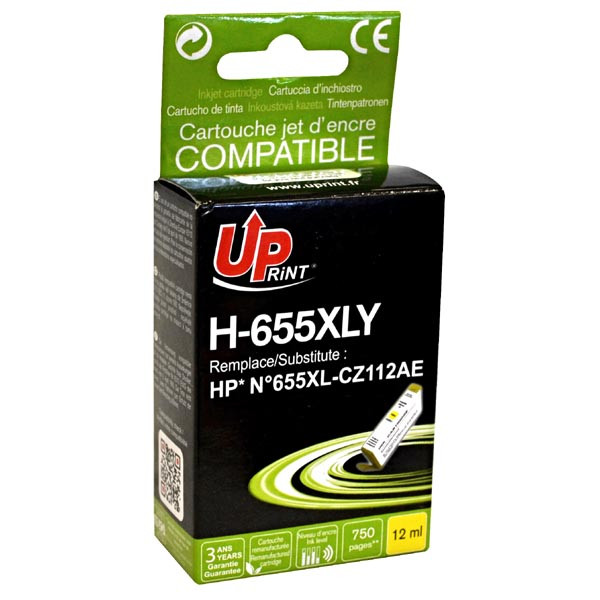 UPrint kompatibilní ink s CZ112AE, HP 655, H-655XLY, yellow, 750str., 12ml