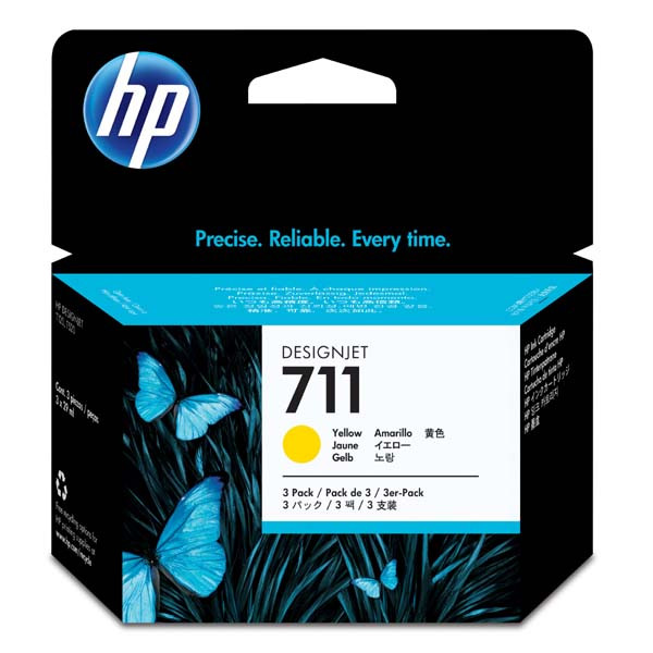 HP originální ink CZ136A, HP 711, yellow, 3x29ml, 3ks