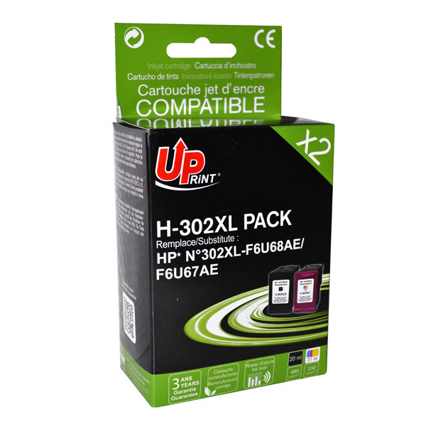UPrint kompatibilní ink s F6U68AE, F6U67AE, HP 302XL, H-302XL BK/CL PACK, black+color, 600+400str., 20+18ml