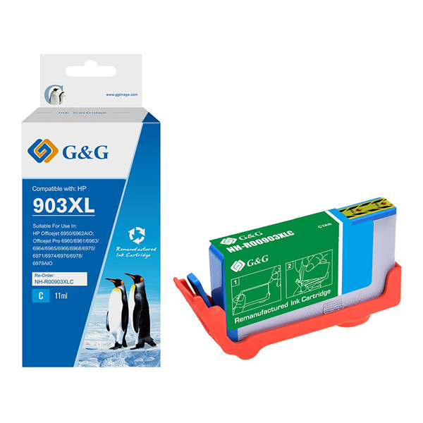 G&G kompatibilní ink s T6M03AE, HP 903XL, NH-R00903XLC-E-Reman-Eu, cyan, 825str., DOPRODEJ