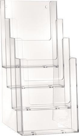Držák na katalogy, transparentní, stolní, 1/3 A4, 4 oddíly, HELIT H2352002