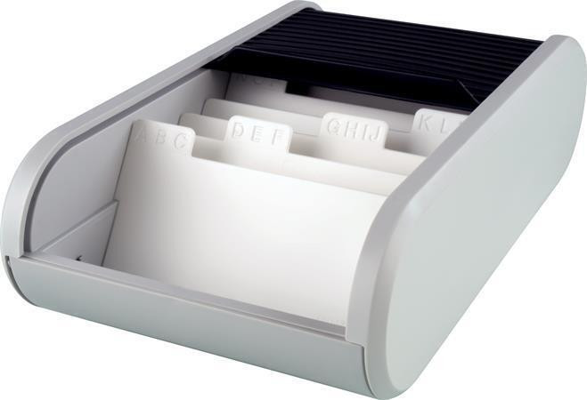 Stolní vizitkář, šedá, zavírání typu roleta, 300 vizitek, HELIT H6218098