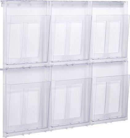 Držák na katalogy "Placativ", transparentní, nástěnný, A4, 6 oddílů, HELIT H6812002