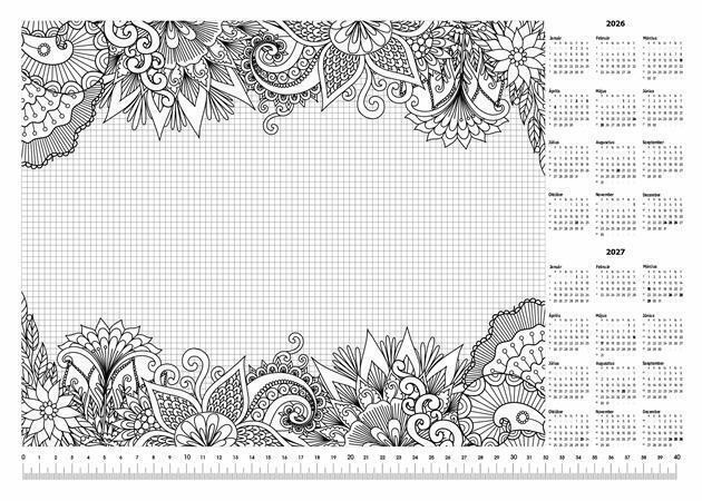 Podložka na stůl "Květy", A3, 410x297 mm, s omalovánkou, 2025/2026, PANTA PLAST