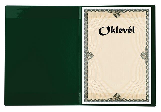 Obal na certifikáty plyšový, zelená, A4, VICTORIA