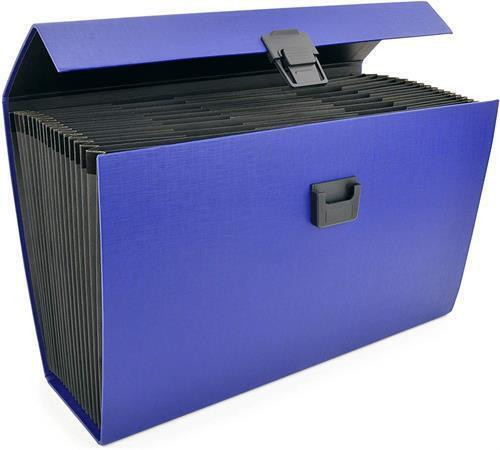 Aktovka na dokumenty, s držadlem, modrá, 19 přihrádek, A4, PP, RAPESCO