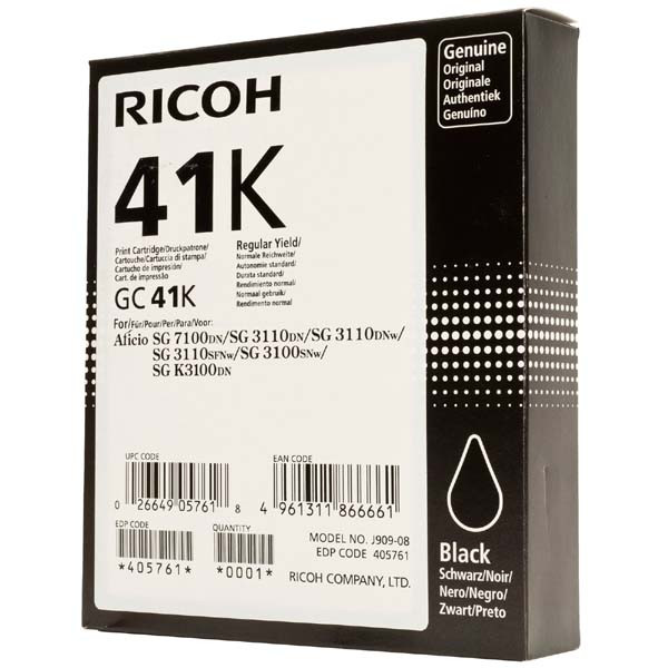 Ricoh originální gelová náplň 405761, GC41HK, black, 2500str.