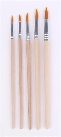 Štětec, sada, č. 2-4-6-8-10, dřevo, rukojeť z přírodního dřeva, kulaté, COOL BY VICTORIA BA-3416