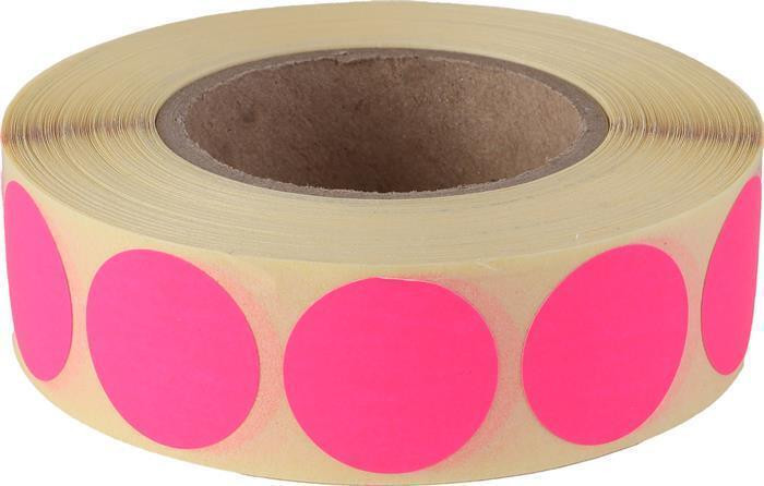 Etikety, růžová, kruhové, průměr 20 mm, 1000 etiket/ role