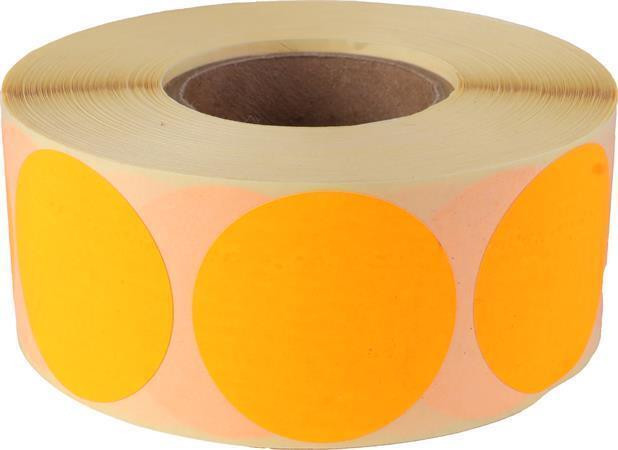 Etikety, oranžová, kruhové, průměr 38 mm, 1000 etiket/ role