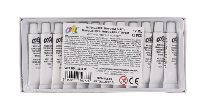Temperová barva, bílá, 12 ks, COOL BY VICTORIA