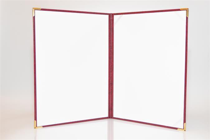 Obal na certifikáty, bordó, A4, exkluzivní, koženka, kovové rohy