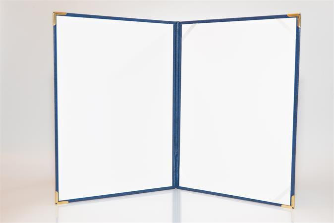 Desky na diplom, modrá, A4, koženka, kovové rohy, 5999131712652