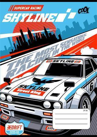 Sešit "Race cars", 27-32, mix motivů, A5, čtverečkovaný, 32 listů, COOL BY VICTORIA