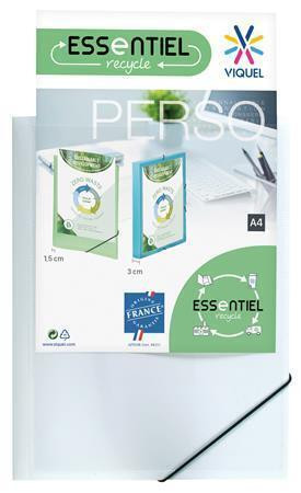 Desky s gumičkou "Standard", bílé, s průhlednou přední kapsou, PP, 15 mm, A4, VIQUEL