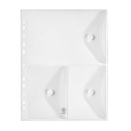 Spisové desky s drukem "Pockets", transparentní, A4, PP, 3 kapsy, s děrováním, VIQUEL 478016-08
