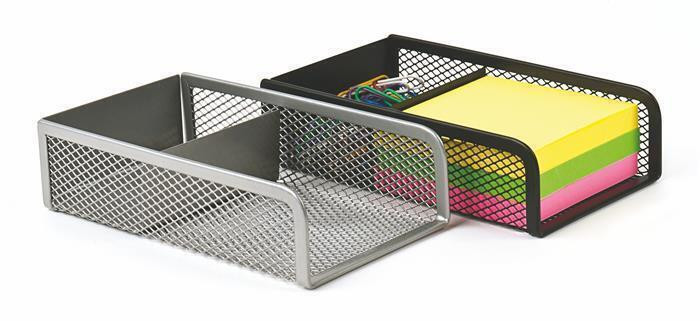 Držák na bloček a kancelářské sponky, černá, drátěný, VICTORIA