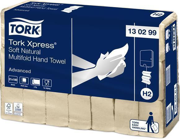 Ručník "Xpress® Soft Multifold", skládací, 2 vrstvý, 180 listů, H2 systém, Advanced, TORK 130299