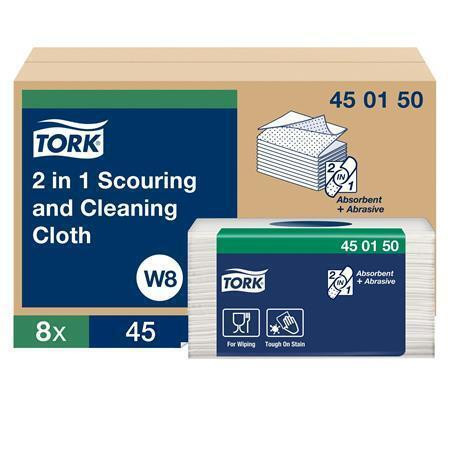 450150 Čisticí utěrka 2v1, bílá, W8, 1-vrstvá, TORK