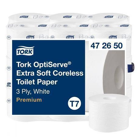 Toaletní papír "OptiServe", bílá, bezdutinkový, průměr 13,1 cm, 3 vrstvy, systém T7, Premium, TORK 4