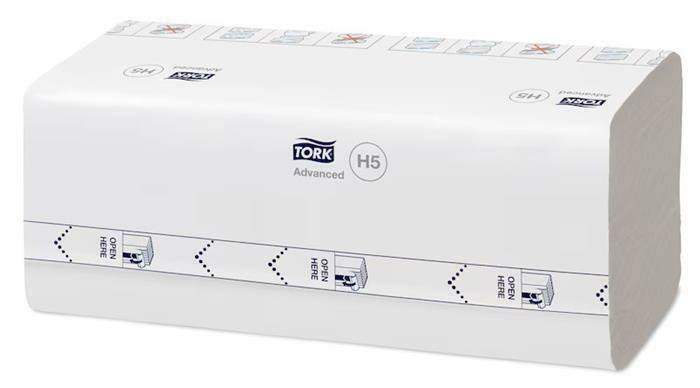 Papírové ručníky "PeakServe", bílá s šedým vzorem listů, 1-vrstvé, systém H5, Advanced, TORK 100589