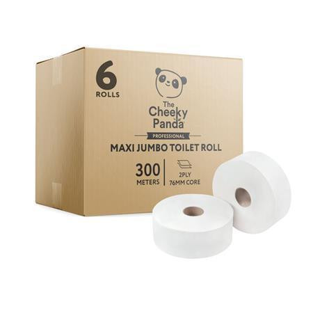 Toaletní papír, bílá, bambusový, 2-vrstvý, 300 m, průměr 24,2 cm, 6 rolí, CHEEKY PANDA 76-PFMAXJRL6