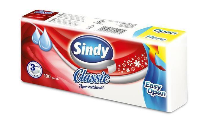 Kapesníky, papírové, 3vrstvé, 100 ks, "Sindy", classic