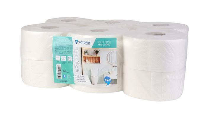 Toaletní papír "Fine Mini Jumbo", bílá, 2 vrstvý, průměr 19 cm, VICTORIA HYGIENE 812527