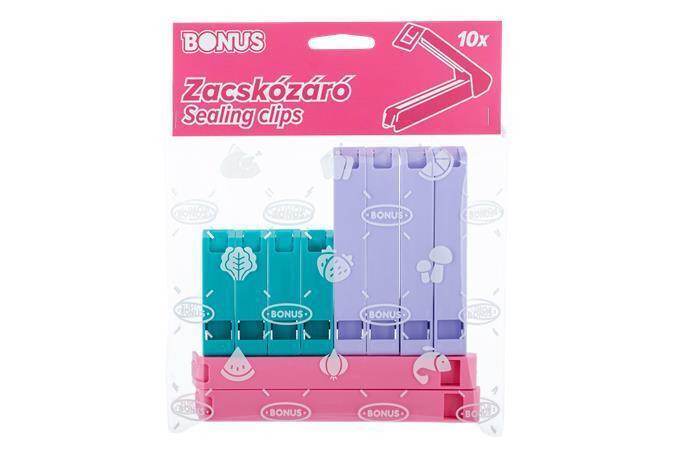 Klipy na uzavírání sáčků, mix barev, 10 ks, BONUS B314