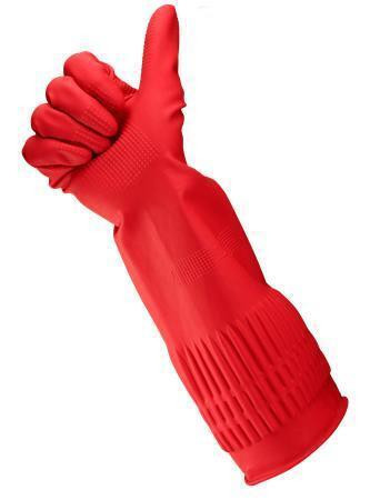 Gumové rukavice pro domácnost, červená, latexové, extra dlouhé, 38 cm, vel. L, BONUS B067